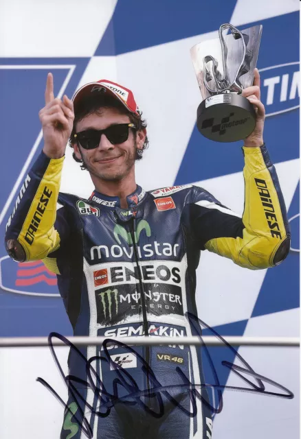 Valentino Rossi Hand Signed Movistar Yamaha 12x8 Photo 2014 MotoGP.