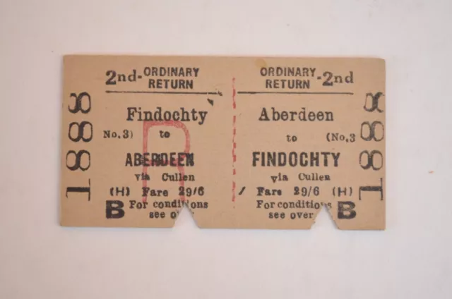 Railway Ticket BTC Findochty to Aberdeen 2nd