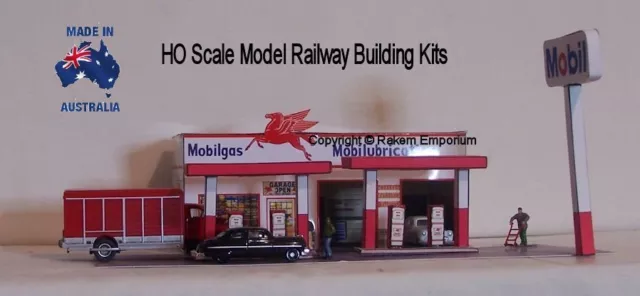 HO Scale Mobil Garage Petrol Gas Station Model Railway Building Kit - REMG2