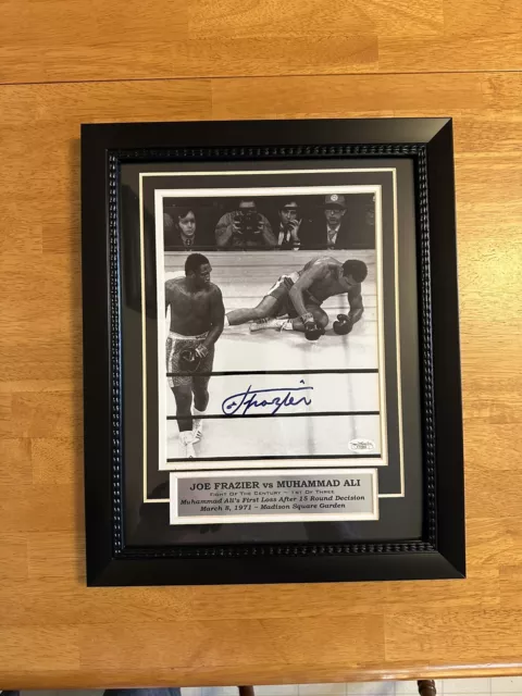 Joe Frazier Autograph Framed Fight Of The Century Photo,JSA authentication,