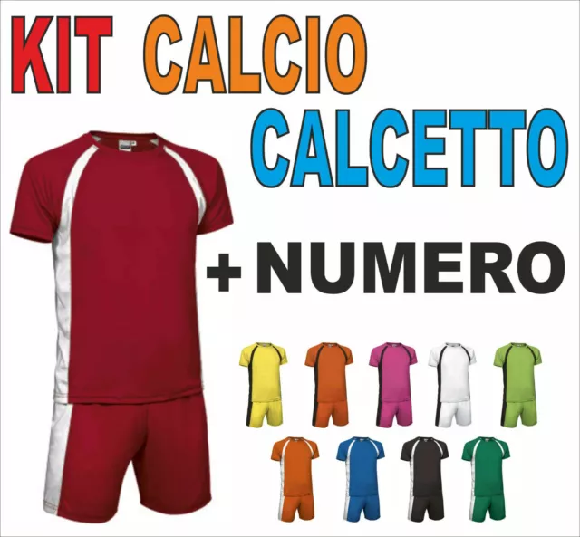 Completo KIT CALCIO CALCETTO VOLLEY Maglietta Pantaloncino Numero Valento E3S