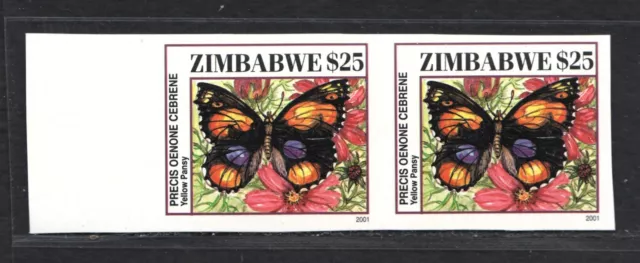 Zimbabwe 2001  Butterflies Imperforate Pair - Mnh E358