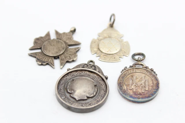 4x Fob/Medaglioni Antichi/Vintage Contrassegnati Hall .925 ARGENTO STERLING (29g)