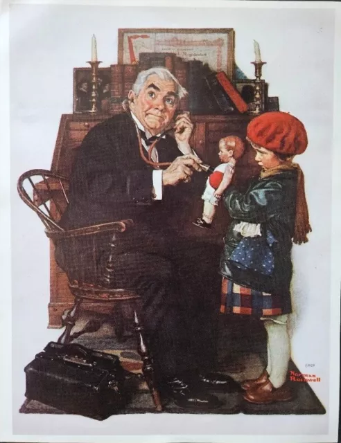 Print- NORMAN ROCKWELL DOCTOR AND THE DOLL, Post Cover March 9, 1929  11 x 8 1/2