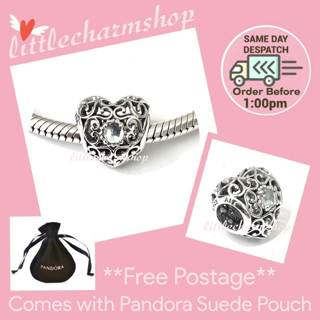 NEW AUTHENTIC PANDORA April Signature Heart Birthstone Charm