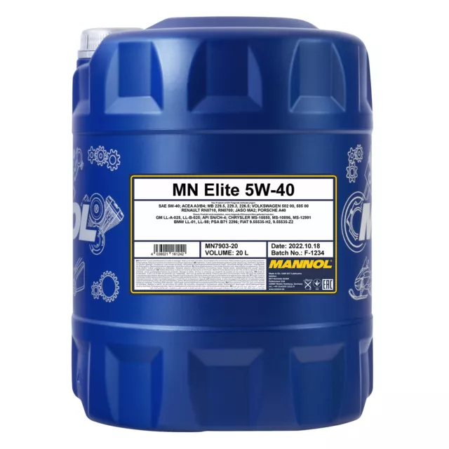 MANNOL 5W-40 ELITE Motoröl ACEA A3/B4, MB229.5, 20 Liter