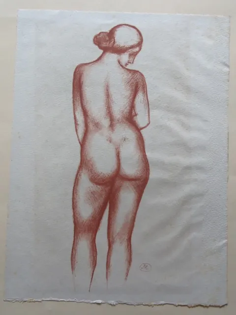 Aristide MAILLOL Femme nue de dos fesses Lithographie Originale couleur Sanguine