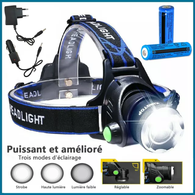 Lampe Torche frontale LED avec batterie intégrée Lampe de poche Recharge