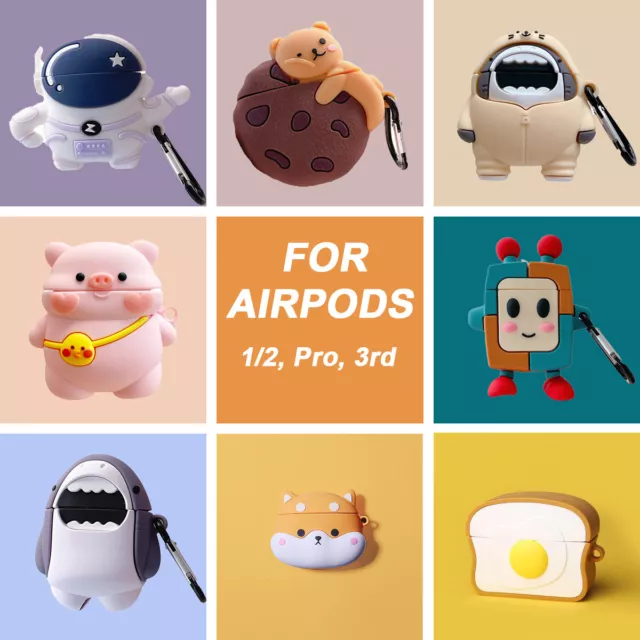 Airpods 1 2 3 Pro 3rd earphone Shockproof Silicon Case Cartoon Cover Keychain Au