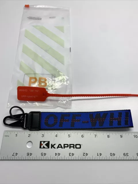 OFF-WHITE Lanyard Keychain Industrial Clasp Blue and Black With new Zip-Tie