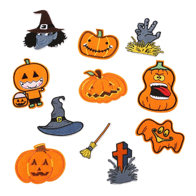 11 Pcs Iron Patches for Clothes Halloween Applique Cartoon Sewing