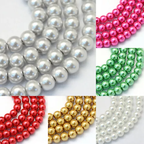 200 Stück Glasperlen 4-5mm Metallic Glas Perlen Glänzend Beads Schmuck