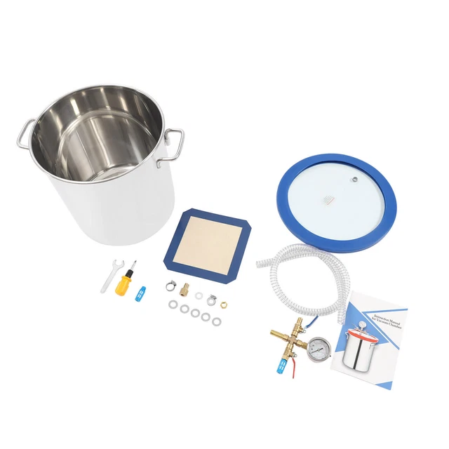 5 GALLON VACUUM Chamber Kit+Vacuum Gauge &Lid Degassing Chamber
