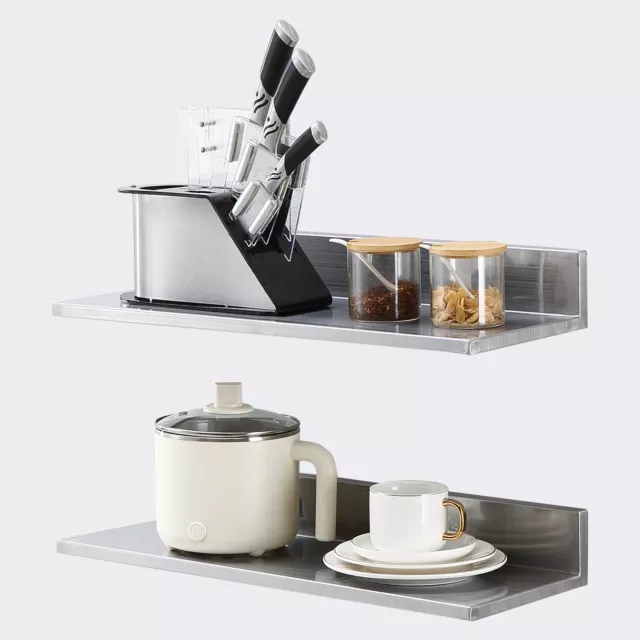 2PCS 24" x 8.6" Stainless Steel Wall Mounted Shelf Kitchen Restaurant Shelving