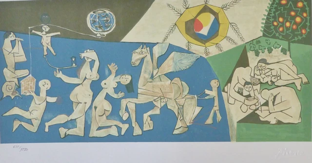 Pablo Picasso" La Paix Azul" Mano Numerados 635/1500 Limitado Ed. Litografía