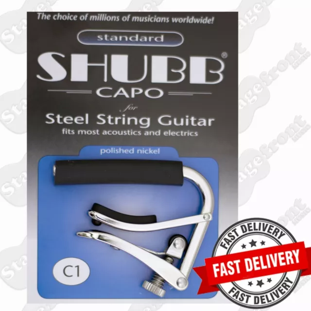 Shubb C1 Original Nickel Finish Capo For Steel String Acoustic Guitars