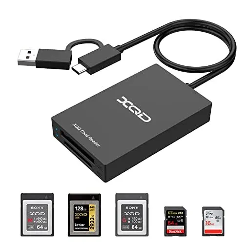 XQD SD Card Reader USB 3.0, USB/USB-C to XQD SD Card Reader Dual Slot Memory