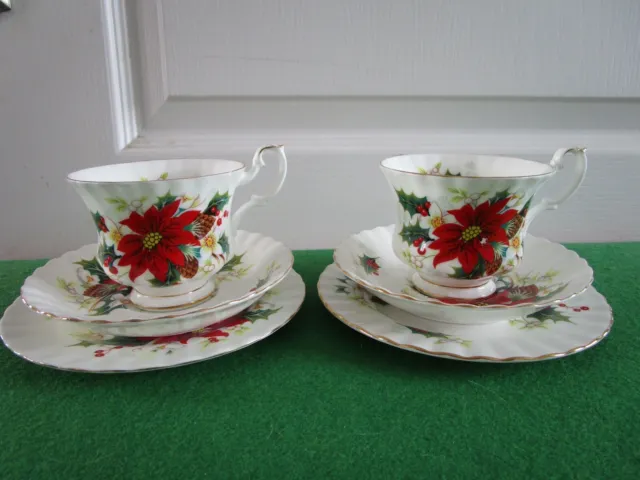 Royal Albert Bone China Poinsettia Cup, Saucer & Tea Plate