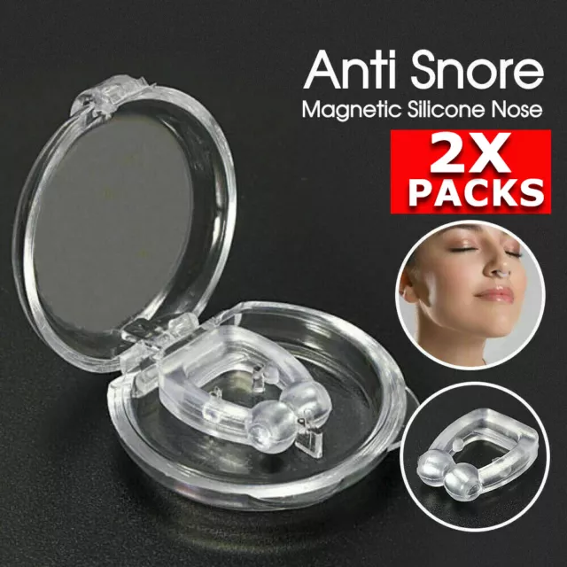 2x Anti Snore Magnetic Silicone Nose Clip Stop Snoring Apnea Aid Device Stopper