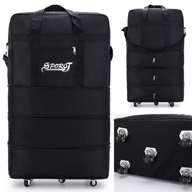 XXXL Extra Large Fold Travel Luggage Wheeled Trolley Holdall Suitcase Duffel Bag