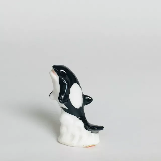 Orca Killer Whale Vintage Bone China Miniature Figurine 1.25"