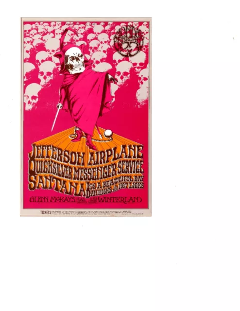 1970 GRATEFUL DEAD BG-222 Winterland Concert Postcard JEFFERSON AIRPLANE Graham