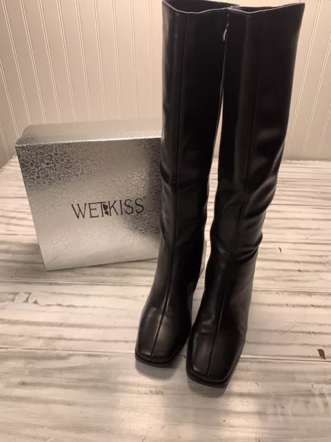 Wetkiss Women's  Gogo Boots Size 7.5 70s Style Chunky Heel - Square Toe