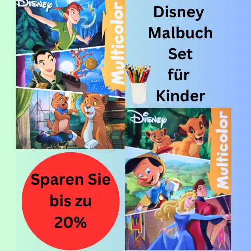 Disney Malbuch Set Multicolor Din A4 für Kinder, Ausmalspaß, Disney-Stars