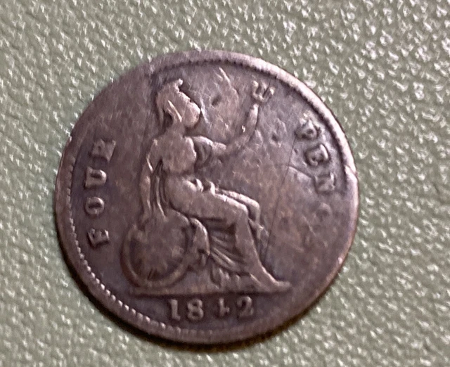 1842 Great Britain 4 Pence - Victoria Coin world silver coin .925