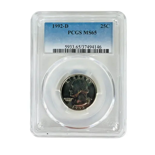 1992 Washington Quarter 1992-D 25c 25 Cent Coin PCGS MS65 Uncirculated