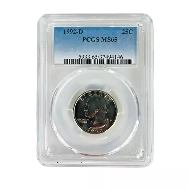 1992 Washington Quarter 1992-D 25c 25 Cent Coin PCGS MS65 Uncirculated