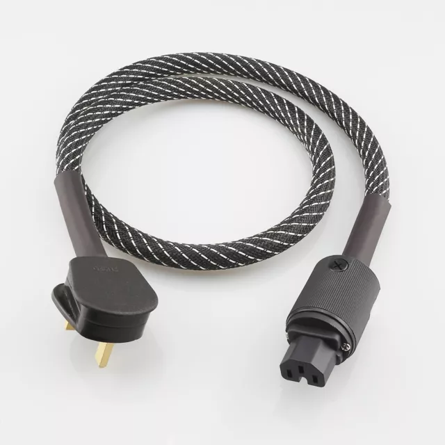 1/2/3/4m Gold-Plated OFC HiFi Audiophile Audio Power Cable Cord with UK IEC Plug