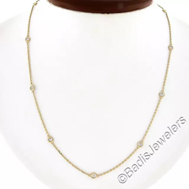 NEW 14K Yellow Gold .73ct Bezel Station Round Diamond by the Yard Chain Necklace NEW 14K Yellow Gold .73ct Bezel Station Round Diamond by the Yard Chain Necklace