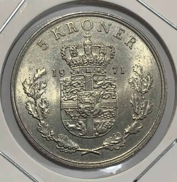 1971 Denmark 5 Kroner - Frederik IX Coin