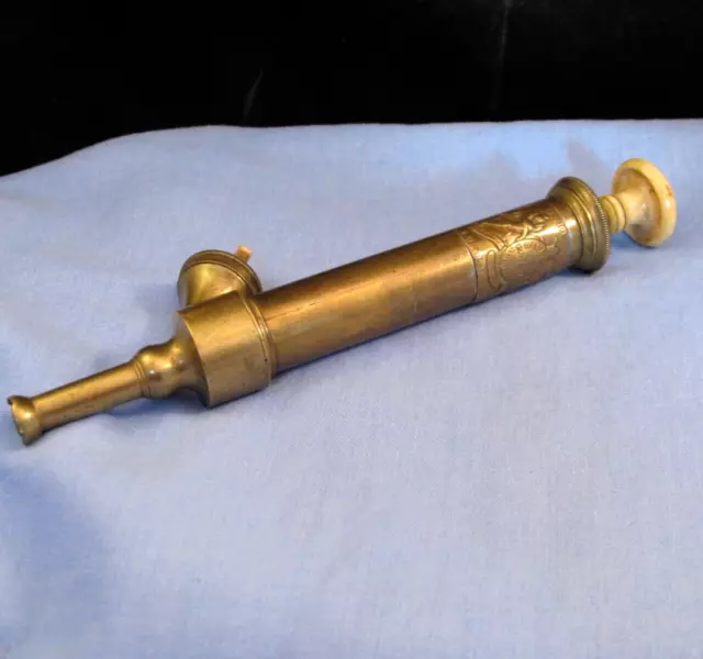 Victorian Antique Brass Patent Syringe Pump Doctors Instrument Tool Medical