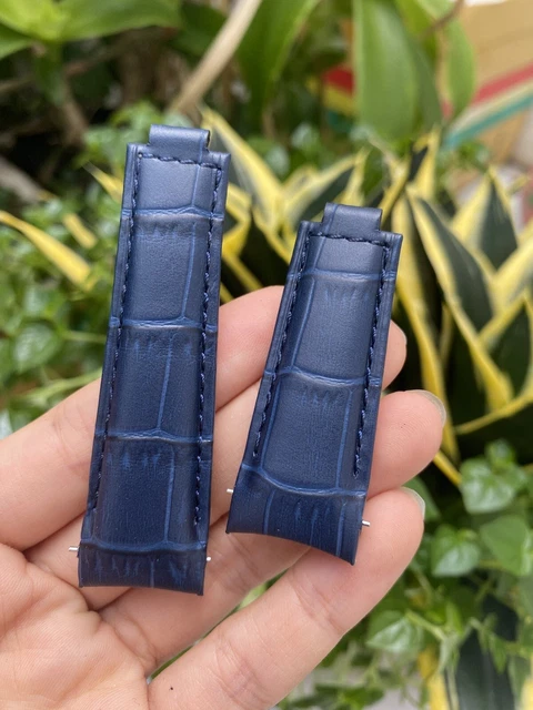 Blue GENUINE ALLIGATOR CROCODILE LEATHER WATCH STRAP BAND 20/16mm