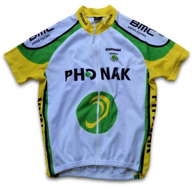 40" sul petto Retro 2002 Phonak BMC Cerniera Intera Squadra Ciclismo Jersey Top Etichetta: L 