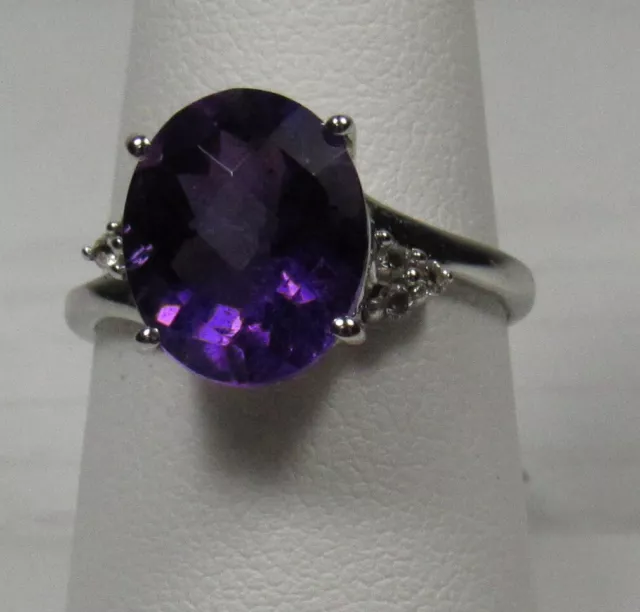 Gemporia Zambian Amethyst & White Topaz Sterling Silver Ring ATGW 4.51cts