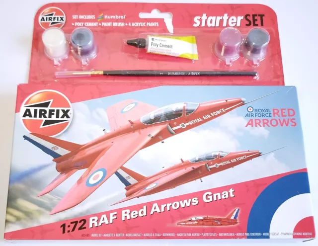Airfix 1/72 RAF rote Pfeile Gnat Starter Set Modellbausatz