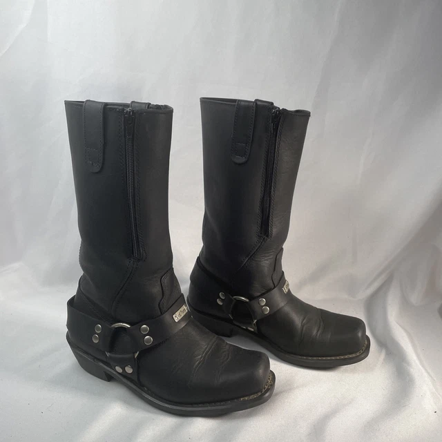 EasyRider Mens Black Leather Tall Harness Motorcycle Biker Boots Engineer Sz 9.5