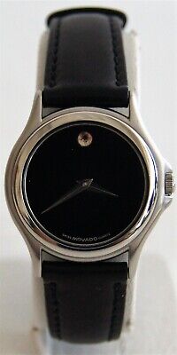 Ladies MOVADO 84-E4-0823 Black Museum Dial Stainless Steel Quartz Watch