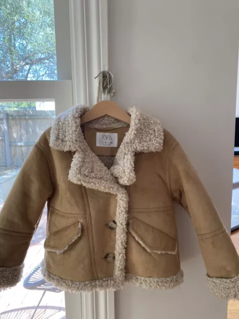 Zara Girls Faux Shearling Coat Size 6 New Without Tags