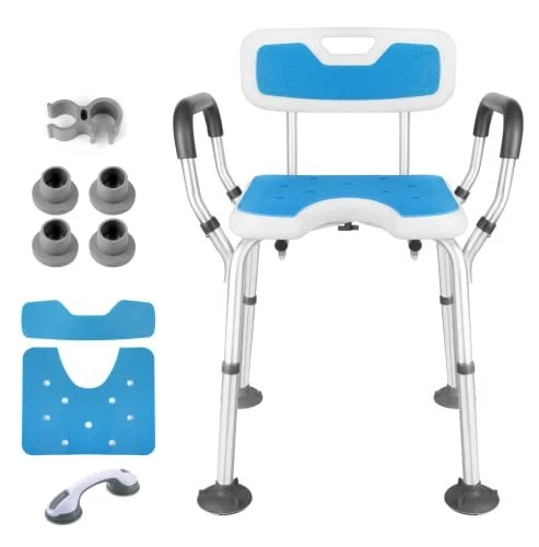 Shower Chair Bath Seat with Padded Armrests and 2 Kinds of Non-Slip feet,Heavy