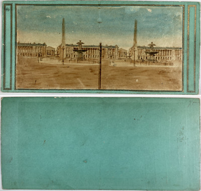 FRANCE PARIS Place de la Concorde Photo Amateur Artistique Stereo Vintage c1900 