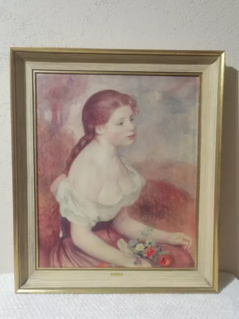 Reproduction tableau " Jeune fille aux fleurs", Renoir, encadrée, cadre, vintage