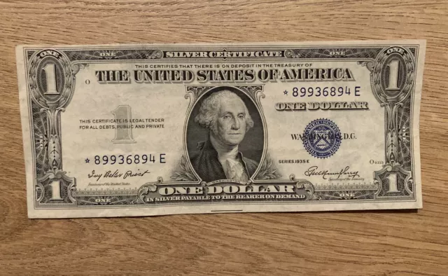 1935-E ONE DOLLAR SILVER CERTIFICATE | Old U.S. BLUE SEAL BILL