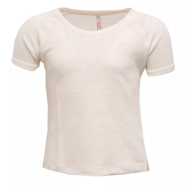 2754X maglia bimba SUN 68 girl lino t-shirt linen white