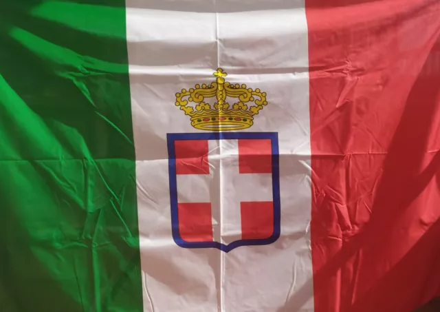 Flag Bandiera con Scudo e Corona Sabauda. Regio Esercito Italiano 145 x 95 cm