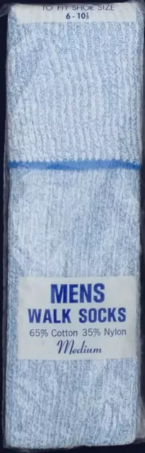 Vintage Men's Long Walk Socks: Size 6 To 10-1/2 New  Blue Marle. Plus $5 Post.