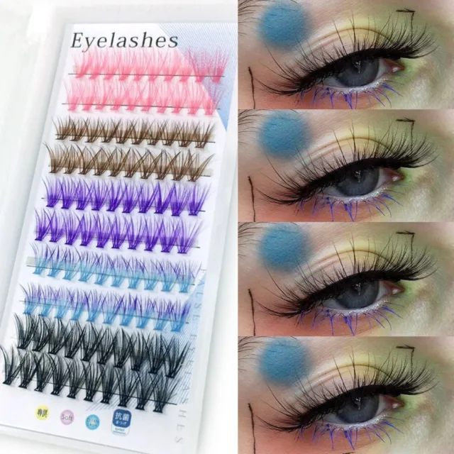 30D Colorful Individual Cluster Lashes Extension Professional Makeup EyeLashes